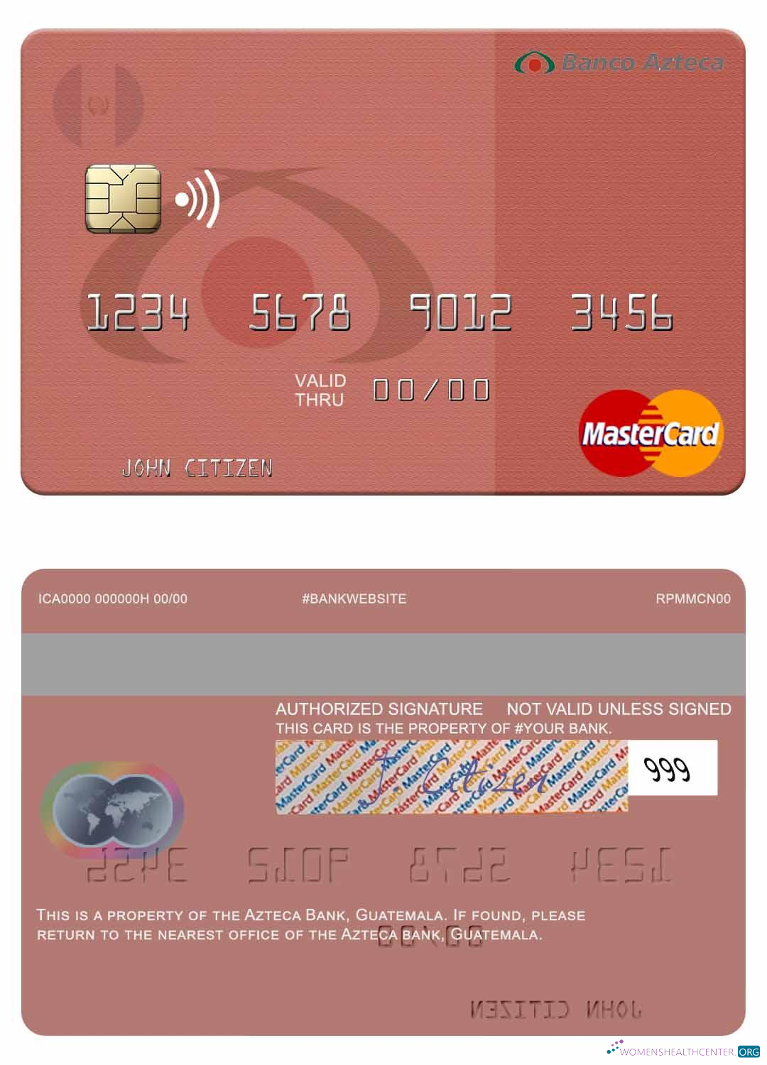 Download Guatemala Azteca Bank mastercard Photoshop template